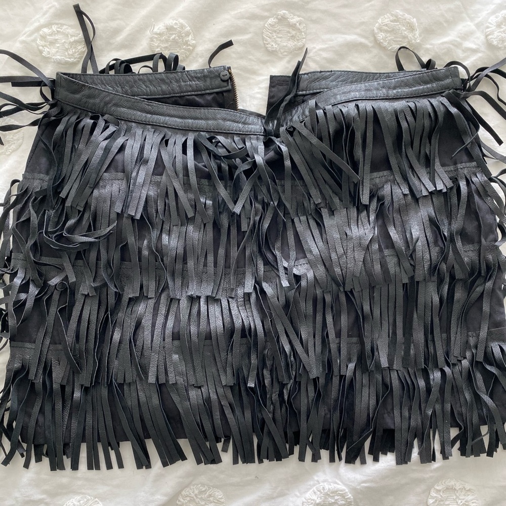 Zara Leather Fringe Skirt